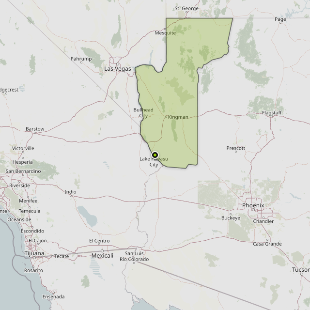 Map showing Mohave County around Lake Havasu City, AZ