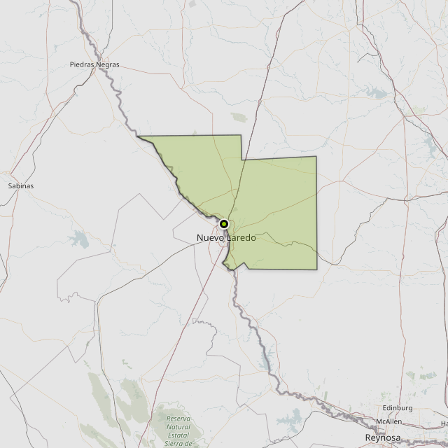 Map showing Webb County around Laredo, TX