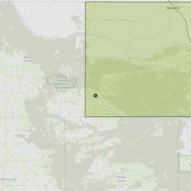 Map showing Hall County around Turkey, TX