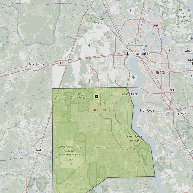 Map showing Clay County around Lakeside, FL