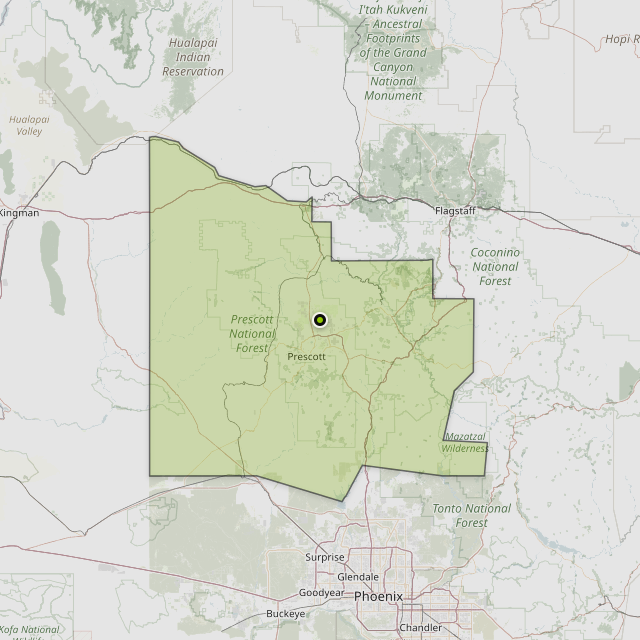 Map showing Yavapai County around Chino Valley, AZ