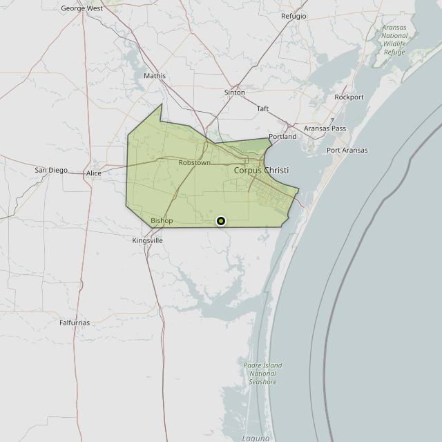 Map showing Nueces County around Robstown, TX